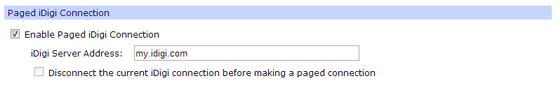 Paged iDigi Connection Settings